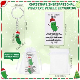 RoundFunny 50 Set Christmas Pickle Gift Inspirational Positive Pickle Keychain Employee Appreciation Cards for Women (Classic)