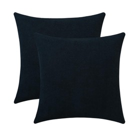 Jeneoo Dark Blue Decorative Cozy Throw Pillow Covers Soft Chenille Square Couch Cushion Case for Home Sofa Decor (Set of 2, 18 x 18 Inches)