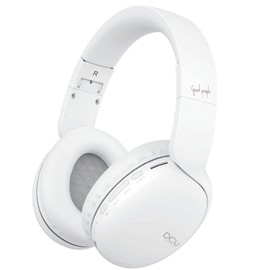 DCU TECNOLOGIC Bluetooth Headphones, Foldable Headband, Wireless, Hands-Free Function, Multifunction SD and FM Radio, White