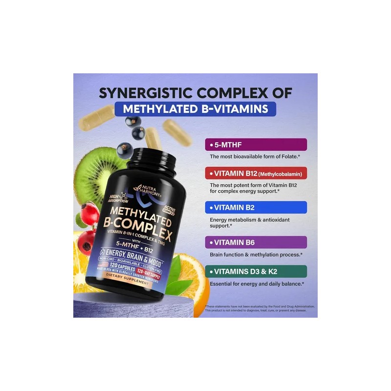 Nutra Harmony Complejo De Vitamina B Metilado 120 Capsulas