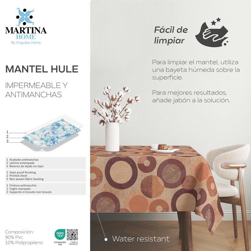 Martina Home Tambre Orange Oilcloth Tablecloth Round 140cm