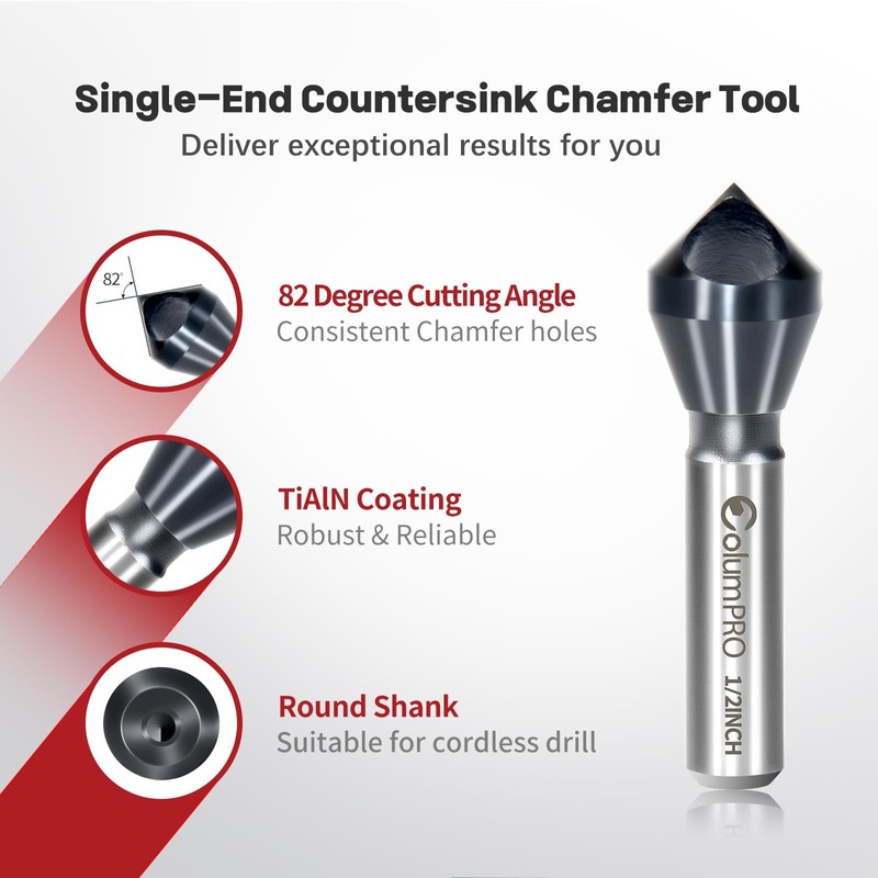 ColumPRO TiAlN Cobalt Single-End Countersink Chamfer Tool - Heavy-Duty M35