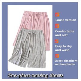LAROTSUBA Unisex Fracture Pants,Full Open Patients Care Trousers,Leg Post Surgery Pant,Bedridden Patient Clothing for Home Cares/Fracture(Shorts,Pink,L)
