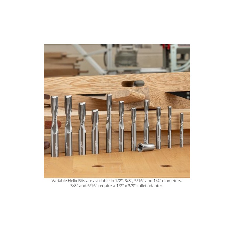 Ultra-Shear Variable Helix Joinery Router Bit Collet Adapter, for 3/8CD