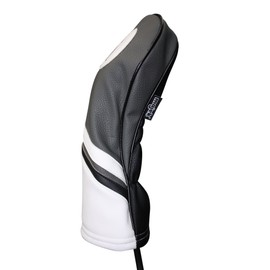 Majek Retro Golf Headcover Gray Black and White Vintage Leather Style 1 Driver Head Cover Fits 460cc Drivers