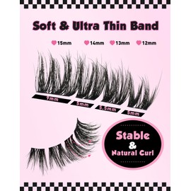 Lash Clusters Cat Eye 7 Pairs Eyelash Clusters Wispy DIY Lash That Look Like Extensions 12-15MM 3D False Eyelashes Natural Soft Fluffy Mink Individual Cluster Lashes