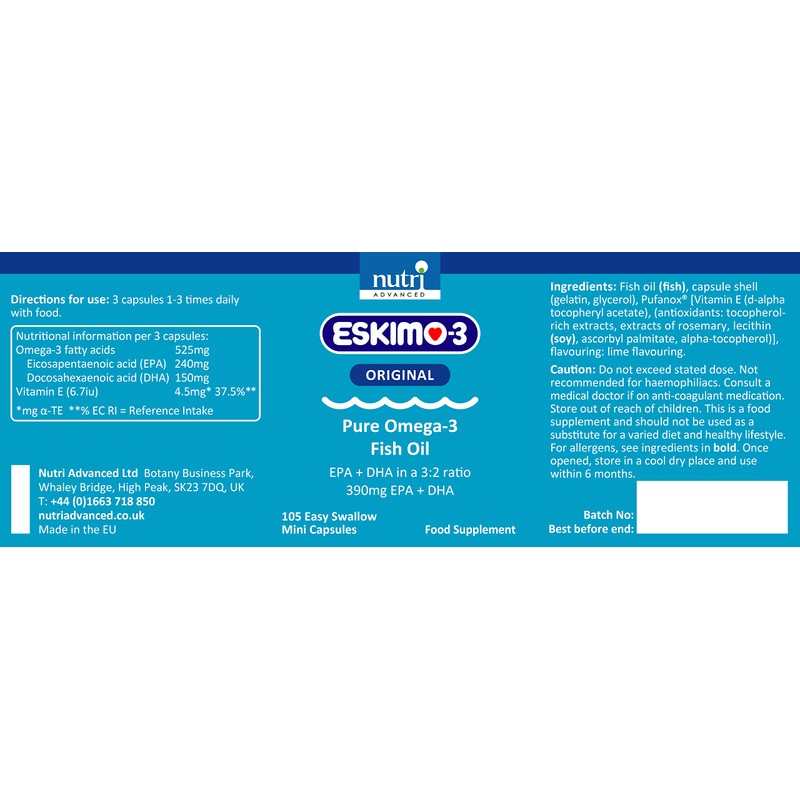 Eskimo-3 Fish Oil - Nutri Advanced - 105 Capsules