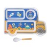 Kids Dinner Plate with Spoon Bamboo Fiber Divided Plates Cartoon