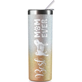 Onebttl Pug Gifts, Dog Lover Gifts, Gifts for Dog Mom, Dog Owner, 590ml Skinny Tumbler Glitter Gold & Silver