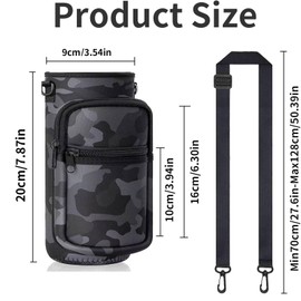 Water Bottle Holder with Strap, 25oz 32oz Insulated Water Bottle Sling Bag Crossbody, Water Bottle Carrier Bag with Phone Pocket and Small Pocket for Walking Hiking Camping Fishing(3.54"W * 7.87"H)