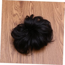 Ipetboom Elastic Hair Extension Bun Scrunchie Wavy Synthetic Hairpiece for Women 2# Color Adjustable Design for Daily Use