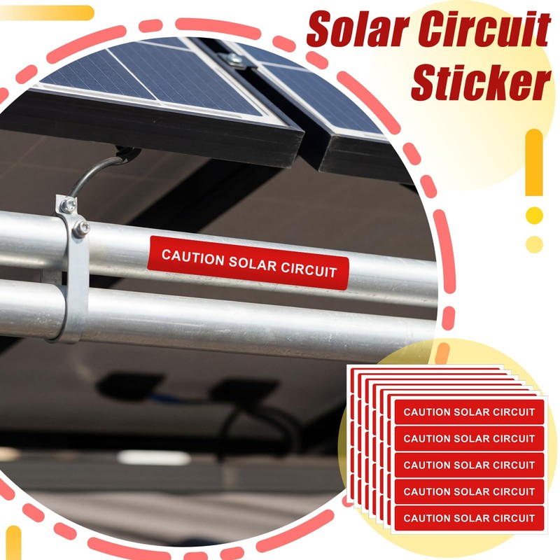 Trandraft 250 Pcs Caution Solar Circuit Stickers - Pv Safety