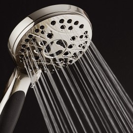 AquaSpa High Pressure 6-setting Luxury Handheld Shower Head – 6 Foot Stainless Steel Hose – Anti Clog Jets – Anti Slip Grip – All Brushed Nickel Finish – Top US Brand – Includes Extra Wall Bracket