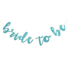 Bride to Be Banner for Bridal Shower, Engaged, Marry Party, Wedding, Hen Night Party Decorations (Blue Glitter)
