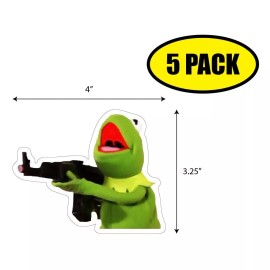 Tampa Printing 5 PACK 4"x2.75" KERMITS GOTTA GUN Sticker Decal Humor Funny Gift VG0251