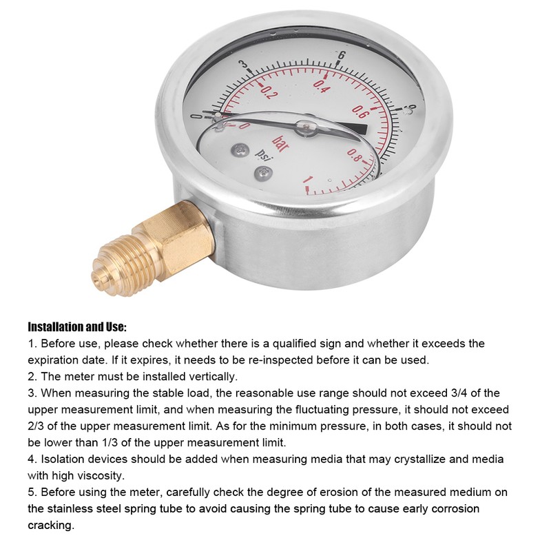TS PGG604-1bar 1/4 BSP Y60 Radial Oil Filled Pressure Gauge