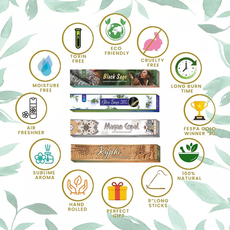 Soul Sticks SPIRITUAL VIBES Hand-Rolled Incense Sticks Variety 4 Pack