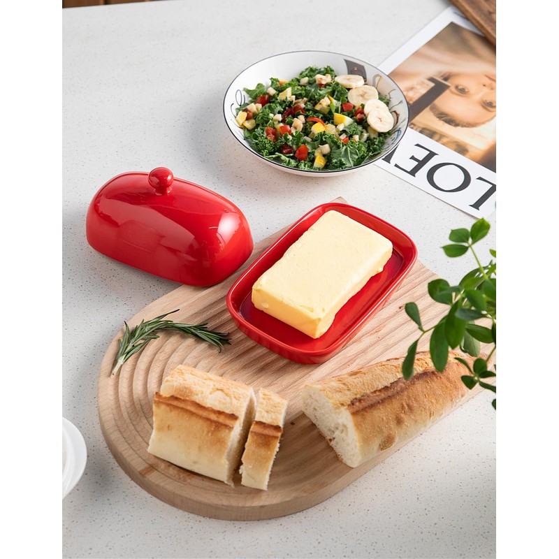 Sweejar Ceramic Butter Dish with Lid for Countertop,Porcelain Butter Keeper