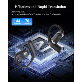 AI Translator Headphones, LOEVERY 4-in-1 Translation Headphones, 144 Languages Headphones Translator Real Time, 60H Bluetooth 5.4 Open Ear Headphones for iOS and Android, Travel, Business and Learning