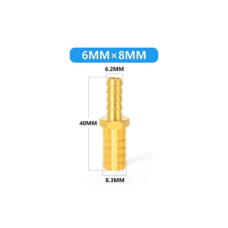 ERGAOBOY 5 Pcs 6 mm x 8 mm Brass Reducing