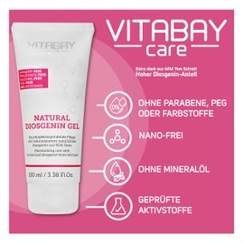 Vitabay Natural Diosgenin Cream with Yam Root 100 ml - 80% Yam Root Cream & 64% Diosgenin - Wild Yams - Vegan & Organic