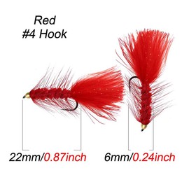 Qievcrme 10Pcs Wooly Bugger Fly Fishing Flies for Trout, Bass and Salmon-Streamer Assortment Wet Flies (Style A-Red)