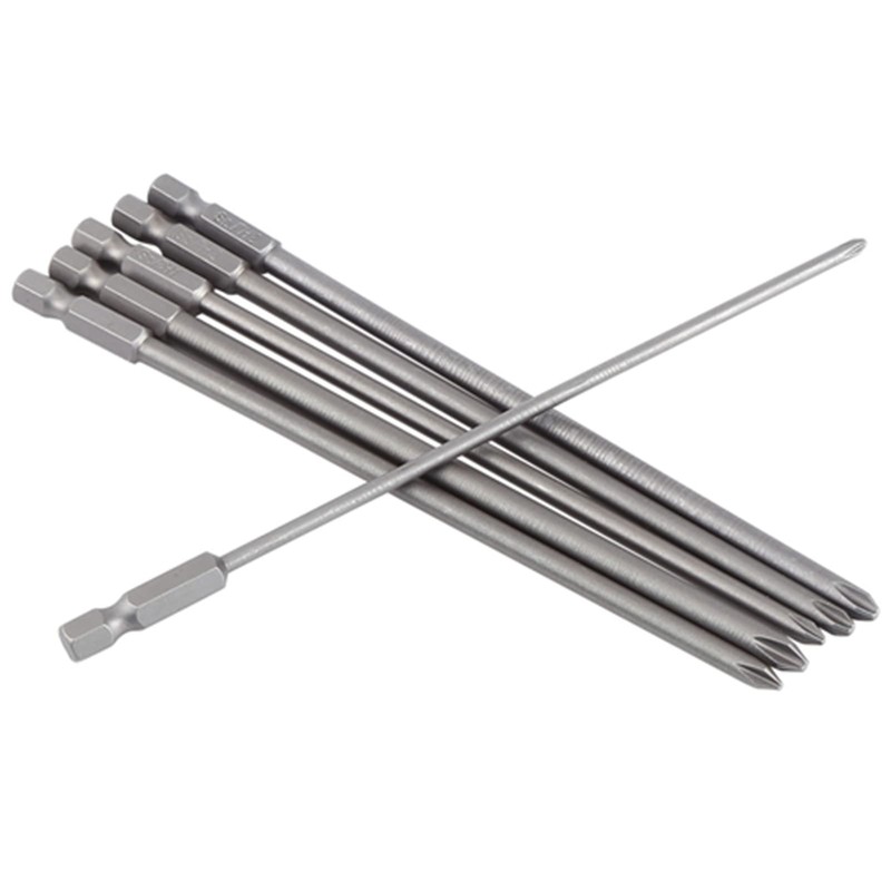 6-Piece Phillips Screwdriver Long Bits 150 mm 1/4 Inch Magnetic