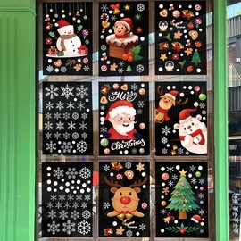 Window Clings Decal Stickers Christmas Thanksgiving Decorations Ornaments Party Supplies (Christmas Colorful A)