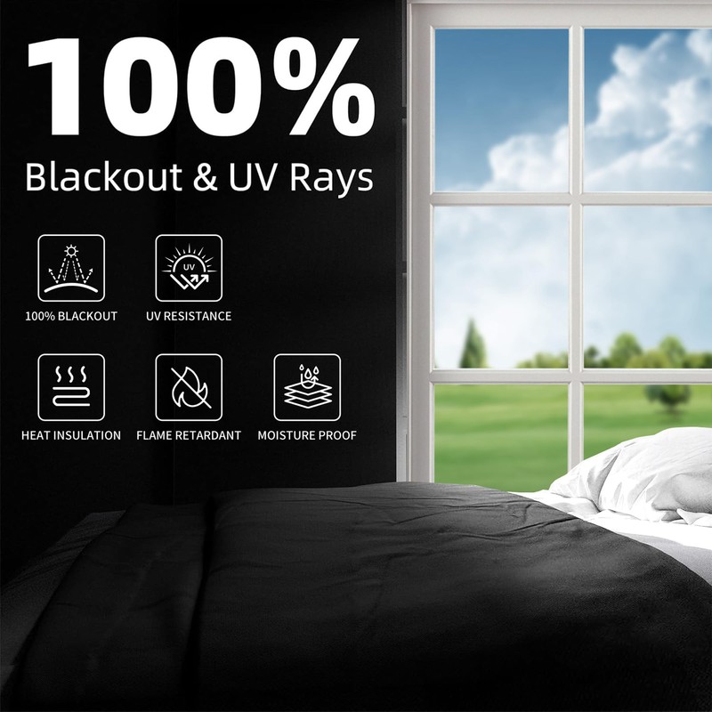 AIFOTO Graphene Thermal Blackout Curtains ，Blackout Window Cover 100% Light