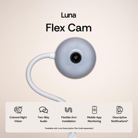 Luna Indoor Camera, Smart AI Human/Pet Detection, 2.4GHz Wi-Fi Plug-in, Color Night Vision with Spotlight, Flexible Stand, Compact Home Security Camera for Garage, Entryway, or Indoor Surveillance