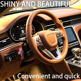 I3DIDEA Bling Car Chapstick Holder with Rhinestones,2-in-1 Compact Lipstick & Sunglasses Holder | Adhesive Mount Cosmetic Organizer | Car Interior Accessories for Women (Pink)