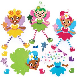 Baker Ross FC720 Fairy Dangly Legs Decoration Kits - Pack of 5, Kids Foam Crafts, Kids Bead Arts and Crafts