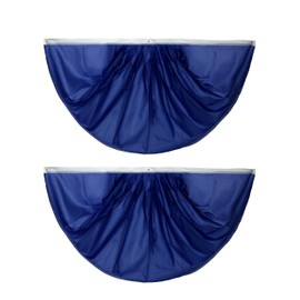 MSFHHA Navy Blue Pure Solid Colour Pleated Fan Flag Bunting 3 x 6 Ft Colour Pleated 2 Pcs Fan Flag Banner Indoor/Outdoor/Front Porch Decorations, Colour Half Fan Flag Patriotic Holiday Decorations.