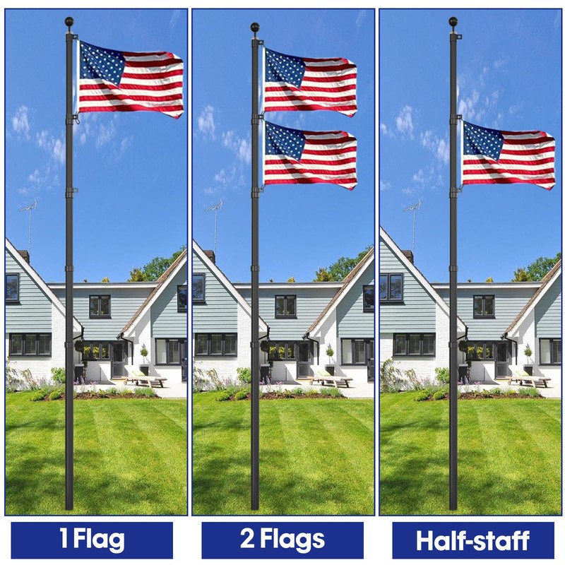Heavy Duty 14 Gauge 30FT Telescopic Flag Pole,Extra Thick Outside