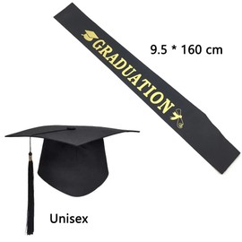 Qanye Sash Graduation, Sash Bachelor Hat, Bachelor Hat, Graduation Hat and Sash, Used for Graduation of the Bachelor's Degree, Unisex, Adjustable Size