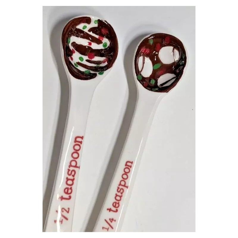 GANZ Ceramic Hot Cocoa Measuring Spoon Set 4pc Dessert Sprinkles