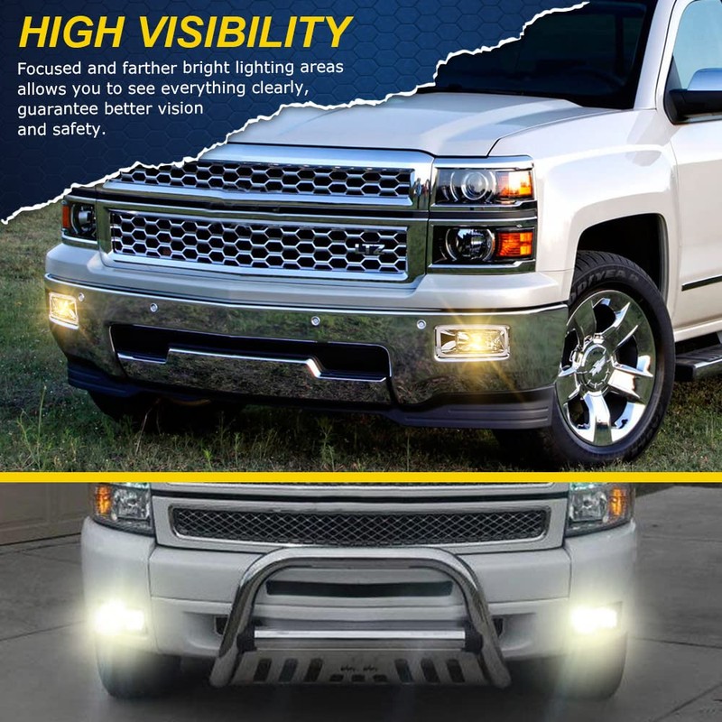 DOTCOM Fog Lights Lamp Compatible with Chevy Silverado 2013 2014
