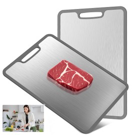 Laokiiy Titanium Cutting Boards For Kitchen, 100% Pure Cut Titanium Cutting Board, Food Grade Quality, Double-Sided Food-Grade Chopping Board Non-Stick Durable and easy to clean14.1X10