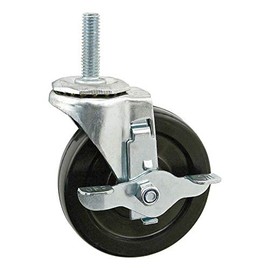 8020, 2305, 4" Caster Wheel, 7/16-14" x 1.5" Threaded Stem Swivel Caster with Brake Lock (4 Pack) 80/20 Cart and Furniture Wheels Extruded T-Slot Profile