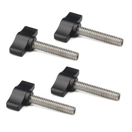 Befenybay 4pcs 1/4"-20 x 1-1/4" Thumb Screw Stainless Steel Standard/Coarse Thread Black Aluminum Knob