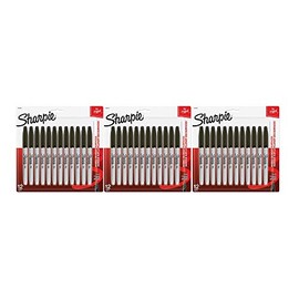 Permanent Markers, Fine Point, Black, 12 Markers (3 Pack)