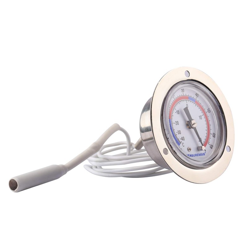 MEASUREMAN Vapor Capillary Flanged Panel Mount Refrigeration Thermometer, 2" Dial,