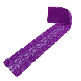 Jutemill Purple 6 inch X 15 feet Floral lace Ribbon for Dress Making DIY Project Stretchy Smooth Soft and Great for Fashion (6 X 5 Yards Stretch-Purple), White