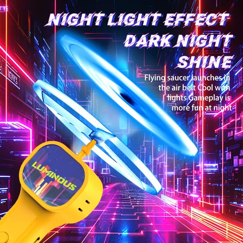 Red Led Light Up Pull String UFO Flying Saucer Disc