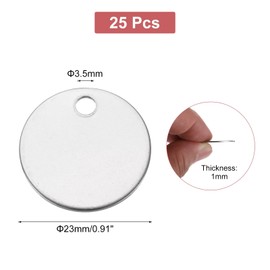 MECCANIXITY 25Pcs Stainless Steel Blank Stamping Tag Engraved Stainless Steel Round Charm Pendant with Holes 23mm/0.91" Silver for Pendant Bracelet Necklace Jewelry Making Earring