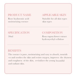 BIOAQUA Face Rose Hyaluronic Acid 98% Moisturizing Essence Facial Serum Hydration Shrink Pores Anti-Oxidation Nourishes 30ml / 1fl.oz