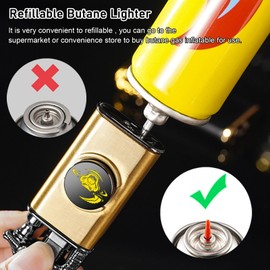Torch Lighter, Embossed Dragon Cool Lighters - Windproof Adjustable Jet & Soft Flame with Adjusting Flame Tool, Refillable Butane Lighter for Kitchen, Camping, Gifts (Without Butane)-Black 2
