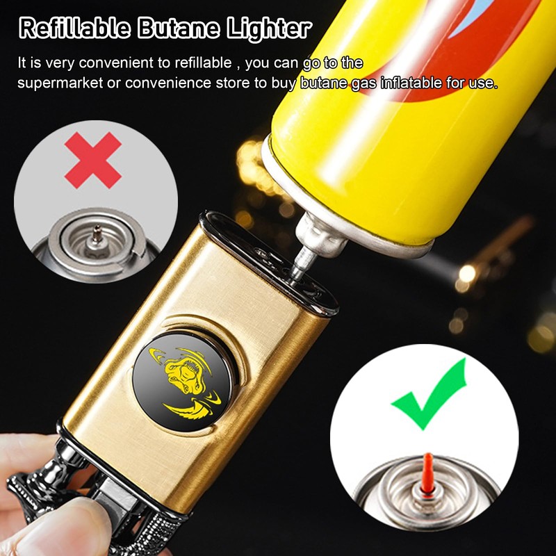 Torch Lighter, Embossed Dragon Cool Lighters - Windproof Adjustable Jet