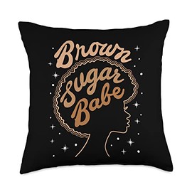 Melanin Brown Sugar Afro Girl Babe Juneteenth Melanin Brown Sugar Afro Girl Babe Throw Pillow, 18x18, Multicolor