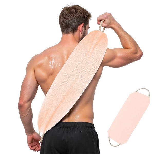 Inmorven Exfoliating Back Scrubber with Handles, Nylon Back Exfoliator, Two